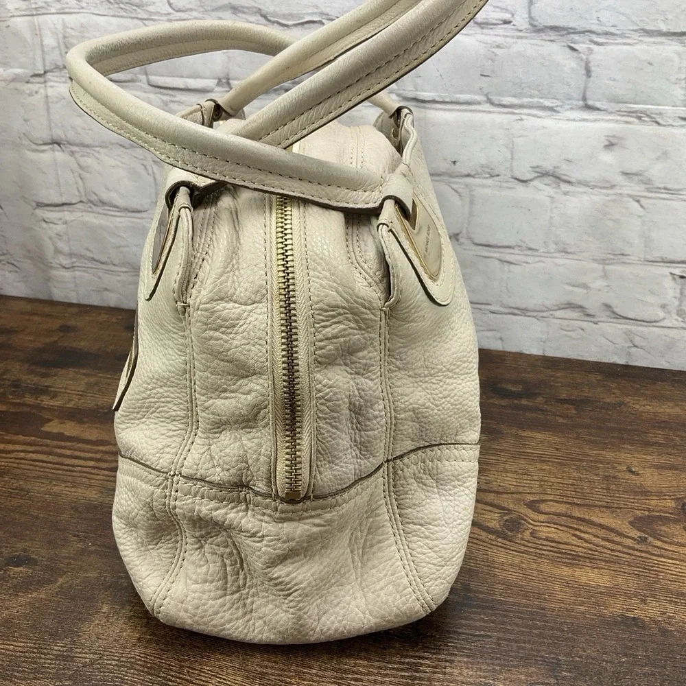 Michael Kors Cream Leather‎ Satchel Bag Gold Hardware Handbag Purse
